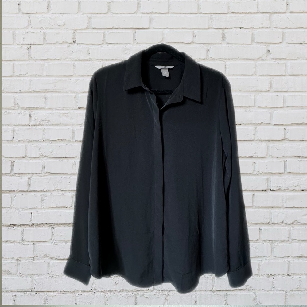 H&M Black Collared Blouse